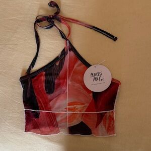 Princess Polly Red and Black Halter Top